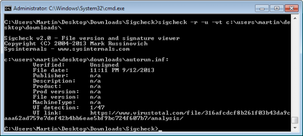 sigcheck-virustotal